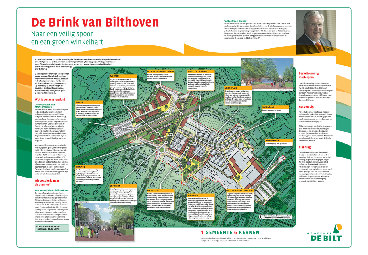 Nieuwsbrief met vormgeving van omgevingskaart winkelcentrum.