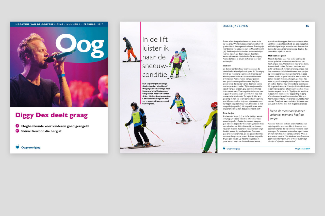 Omslag en spread binnenwerk van het Oog Magazine.
